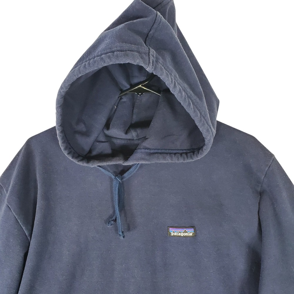 Patagonia Mens Uprisal Hoody Navy Blue P-6 Label Fleece Pullover 39611 Size L